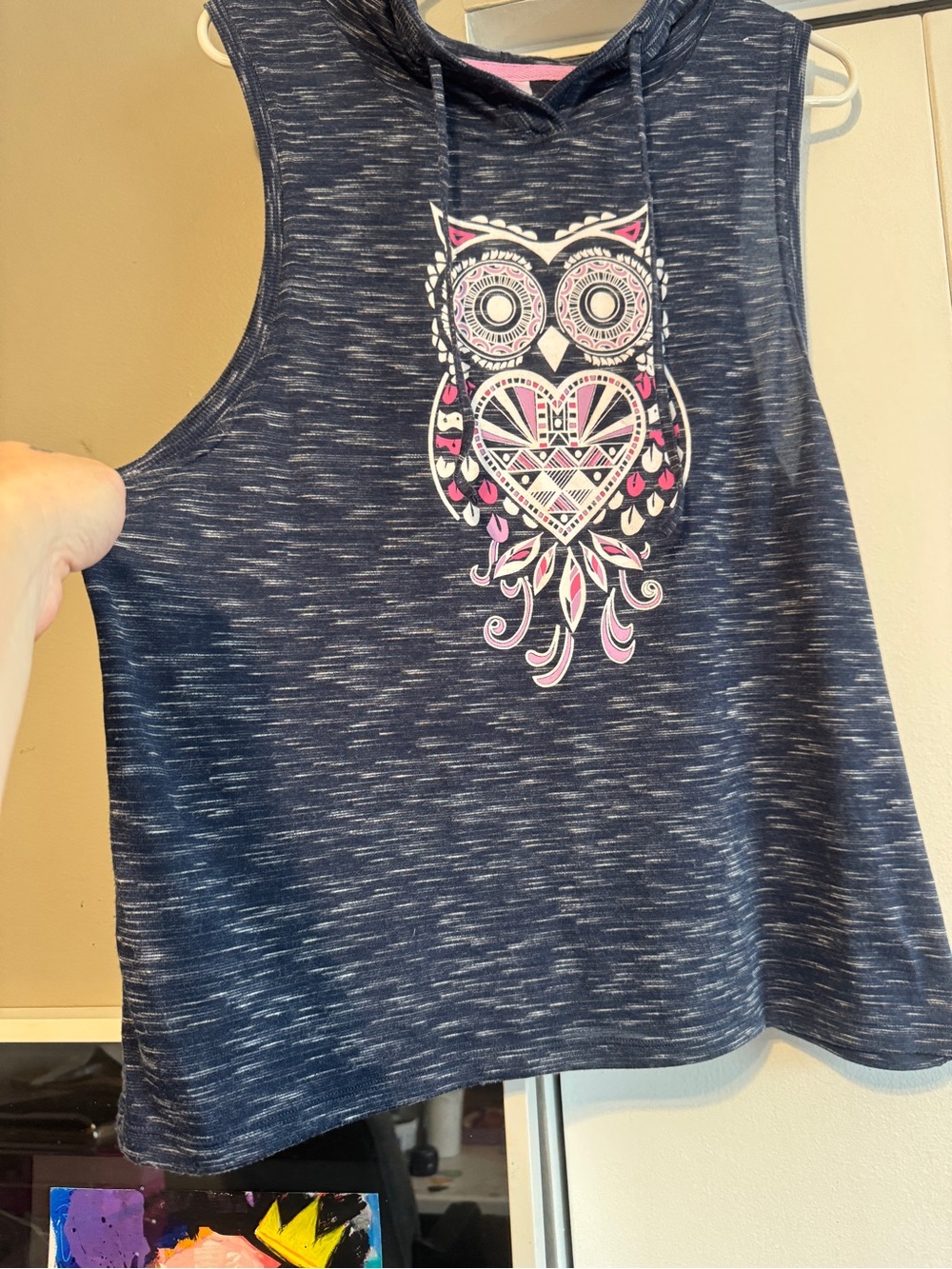 Plus Size 3X Owl Graphic Sleeveless Hoodie Tank Top - Picture 2 of 10